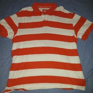 Old Navy Red and White Striped Polo Shirt